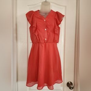BCX Girl Button Front Flutter-Sleeve Dress!